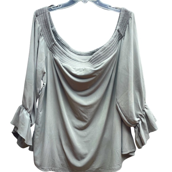 torrid Tops - Torrid Gray Sheer Flowy Sleeve Off The Shoulder Blouse Sz 3X